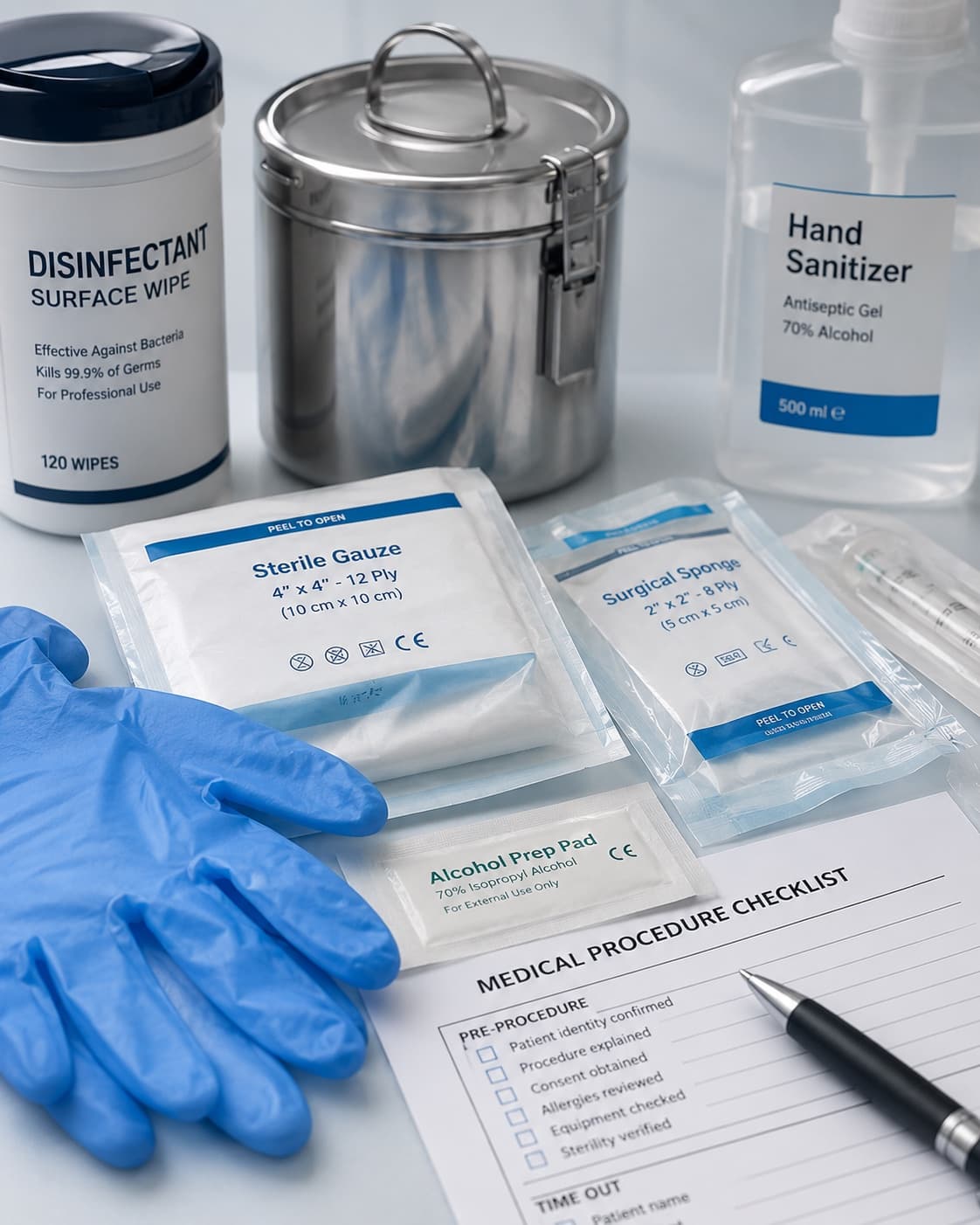 Sterile medical supplies used in BetterSelf safety preparation